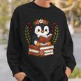 Penguin Reading Book Graphic Penguin With Book Floral Sweatshirt Gifts for Him Penguin Reading Book Graphic Penguin With Book Floral Sweatshirt Gifts for Him