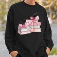 Pink Bow Books And Cherries For Book Lover Girl Women Sweatshirt Gifts for Him