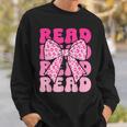 Pink Leopard Read Coquette Bow Girls Retro Groovy Reading Sweatshirt Gifts for Him