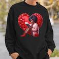 Pretty Girl With Book And Hearts For Valentine's Day Sweatshirt Gifts for Him
