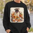 Pug Reading Books Sunflowers With Coffee Lover Owner Sweatshirt Gifts for Him