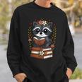 Racoon Reading Book Graphic Racoon With Book Floral Sweatshirt Gifts for Him Racoon Reading Book Graphic Racoon With Book Floral Sweatshirt Gifts for Him