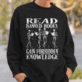 Read Banned Book Lover Skeleton Reading Librarian Halloween Sweatshirt Gifts for Him