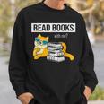 Read Books With Me Cat Lover Book Lover Librarian Reading Sweatshirt Gifts for Him