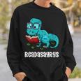 Readasaurus Reading Dinosaur Bookworm Book Reader Meme Sweatshirt Gifts for Him