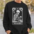 The Reader Tarot Card Book Lover Skeleton Reading Book Sweatshirt Gifts for Him
