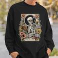 The Reader Tarot Card Skeleton Reading Book Sweatshirt Gifts for Him