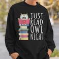 Reading Book Bookworm Kawaii Library Just Read Owl Night Sweatshirt Gifts for Him