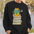 Reading Cat Book & Tea Lover Sweatshirt Gifts for Him