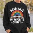 Reading Is My Favorite Sport Book Lover Saying Rainbow Sweatshirt Gifts for Him