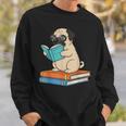 Reading Pug Bookworm Cute Pug With Glasses Books Sweatshirt Gifts for Him