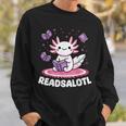 Readsalotl Axolotl Kawaii Anime Book Lover Reading Sweatshirt Gifts for Him