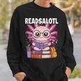 Readsalotl Axolotl Reading Book Bookworm Sweatshirt Gifts for Him