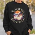 Retro Book Lover Coffee Drinking Reading Librarian Readers Sweatshirt Gifts for Him