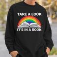 Retros Vintage Rainbow Take a Look It's In a Book Reading Sweatshirt Gifts for Him