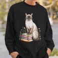 Siamese Cat Meezer Bookworm Flowers Book Reading Books Sweatshirt Gifts for Him Siamese Cat Meezer Bookworm Flowers Book Reading Books Sweatshirt Gifts for Him