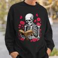 Skeleton Reading Book Lover Floral Flowers Bookish Bookworm Sweatshirt Gifts for Him