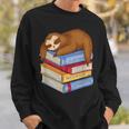 Sloth Napping On Book Stack Sweatshirt Gifts for Him