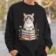 Snowshoe Cat Bookworm Flowers Book Reading Books Sweatshirt Gifts for Him