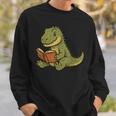T-Rex Dinosaur Reading Book Nerd Sweatshirt Gifts for Him