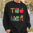 Teacher School Supplies Apple Books Pencil Globe Crayon Sweatshirt Gifts for Him Teacher School Supplies Apple Books Pencil Globe Crayon Sweatshirt Gifts for Him