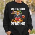 Tiger Reading Book Wearing Glasses Library Animal Sweatshirt Gifts for Him