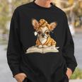 Tiny Puppy Open Book Reading Dog Lover Graphic Round Glasses Sweatshirt Gifts for Him Tiny Puppy Open Book Reading Dog Lover Graphic Round Glasses Sweatshirt Gifts for Him