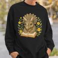 Triceratops Dinosaur Reading Book Flowers Floral Sweatshirt Gifts for Him