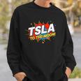 TSLA To The Moon Comic Book Style Splash Sweatshirt Gifts for Him
