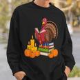Turkey Reading Books Fall Thanksgiving Teacher Book Sweatshirt Gifts for Him