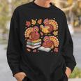 Turkey Reading Books Fall Thanksgiving Teacher Librarian Sweatshirt Gifts for Him