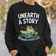Unearth a Story Frog Reading a Book Summer 2026 Sweatshirt Gifts for Him