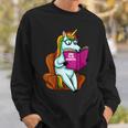 Unicorn Librarian For A Teacher Reading Book In School Sweatshirt Gifts for Him