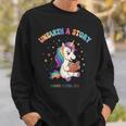 Unicorn Reading a Book Unearth a Story Program 2026 Sweatshirt Gifts for Him