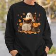 Vintage Ghost Reading Book Pumpkin Halloween Books Lover Sweatshirt Gifts for Him