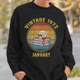 Vintage January 1972 Dark Academia Skull On Books Distressed Sweatshirt Gifts for Him