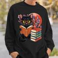 Vintage Japanese Cat Book Lovers Librarian Dad Teacher Sweatshirt Gifts for Him