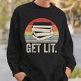 Vintage Retro Get Lit With Books Book Reading Lover Sweatshirt Gifts for Him
