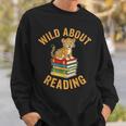 Wild About Reading Cute Leopard Teacher Kids Book Lover Sweatshirt Gifts for Him