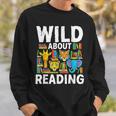 Wild About Reading Safari Animals Books Teacher Student Sweatshirt Gifts for Him Wild About Reading Safari Animals Books Teacher Student Sweatshirt Gifts for Him