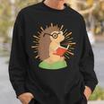 Wildlife Forest Animal Book Reading Bookworm Hedgehog Sweatshirt Gifts for Him