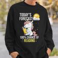 Women's 100 Chance Of Reading Book Lover Unicorn Sweatshirt Gifts for Him
