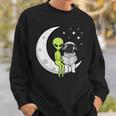 Women's Alien And Astronaut Reading On Moon Kids Sci Fi Book Sweatshirt Gifts for Him