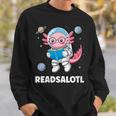 Women's Axolotl Books Readsalotl Reading Bookworm Boys Girls Kids Sweatshirt Gifts for Him