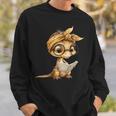 Women's Baby Lizard Small Book Reading Reptile Graphic Portrait Sweatshirt Gifts for Him