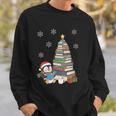 Women's Book Lovers Christmas Tree Reading Penguin Holiday Bookworm Sweatshirt Gifts for Him