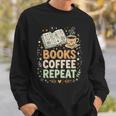 Women's Books Coffee Repeat Book Lover Reader Bookworm Sweatshirt Gifts for Him