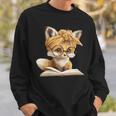 Women's Cute Fox Reading Book Lover Animal Graphic Baby Portrait Sweatshirt Gifts for Him