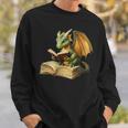 Women's Dragon Bookworm Reading Book Graphic Sweatshirt Gifts for Him