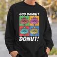 Women's Dungeon Crawler Carl God Damnit Donut Cat Pop Art Book Sweatshirt Gifts for Him